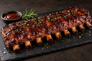 Ribs cotte a bassa temperatura in salsa BBQ